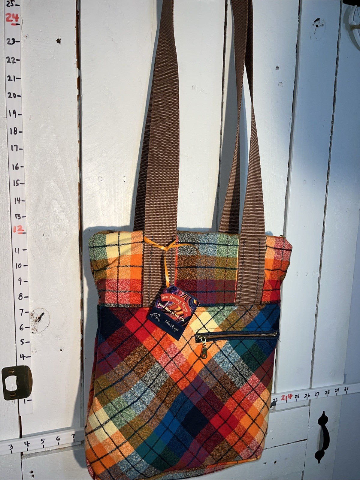 Teacher Laptop Bag – Wool Plaid Handmade Carry Case | 0187-1