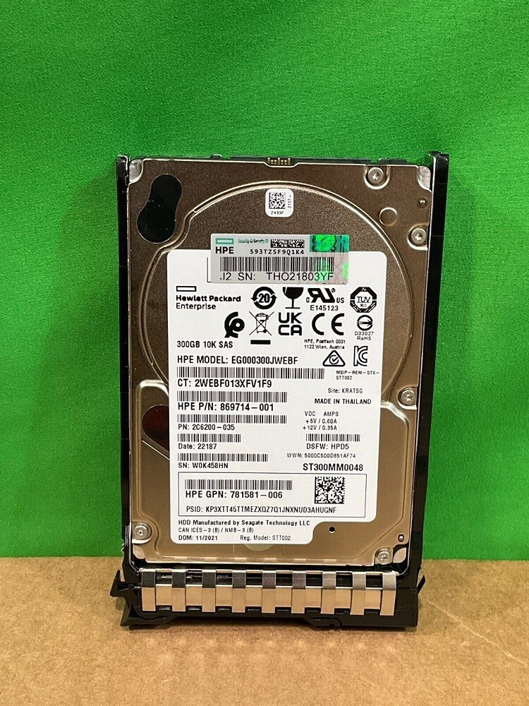 Compatible P40430-B21 P40785-001 HPE 300GB SAS 12G 10K 2.5" ENT Server HDD