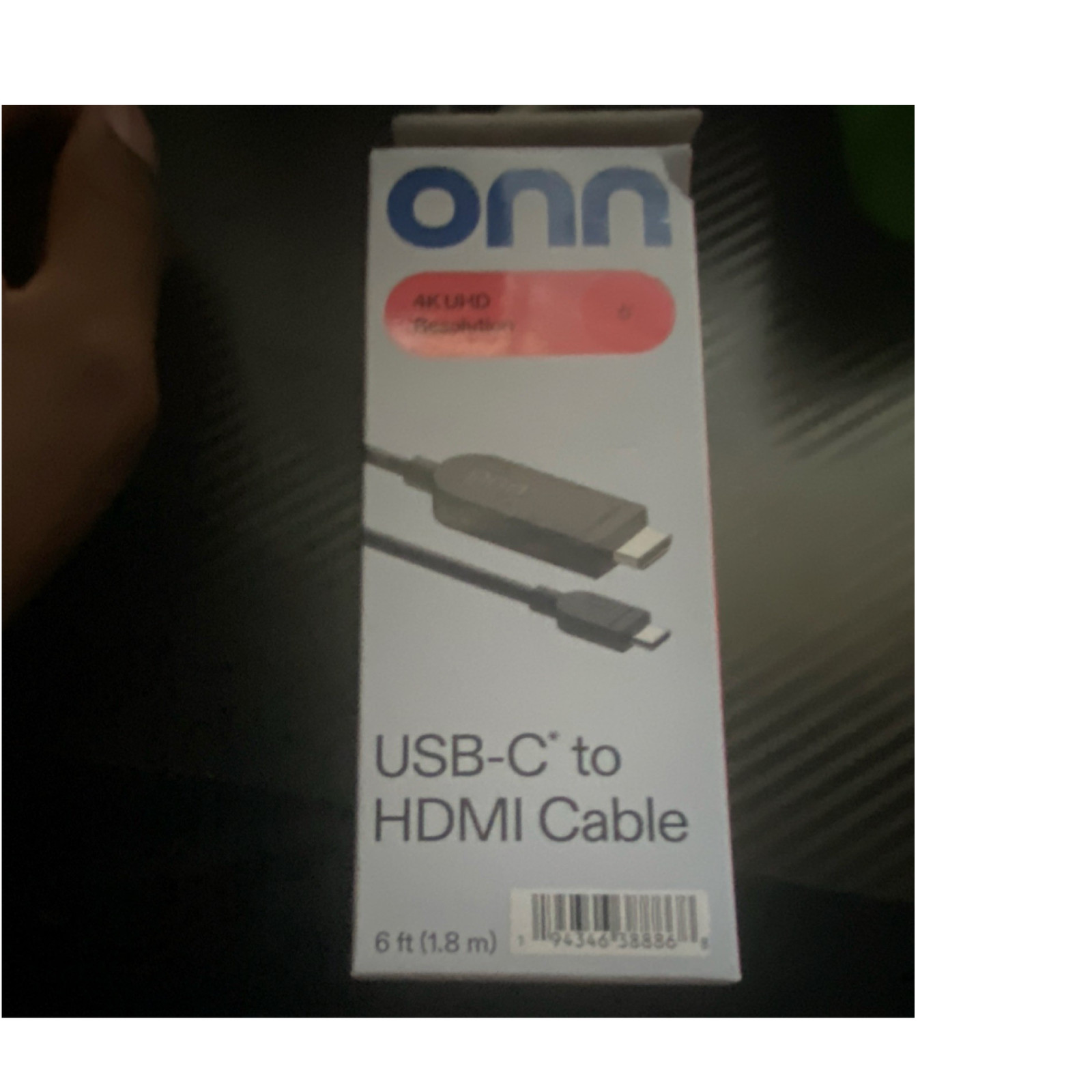 ONN USB-C Male to HDMI Standard Male Cable 6 ft Black 4K UHD 1:1 MPN 25498