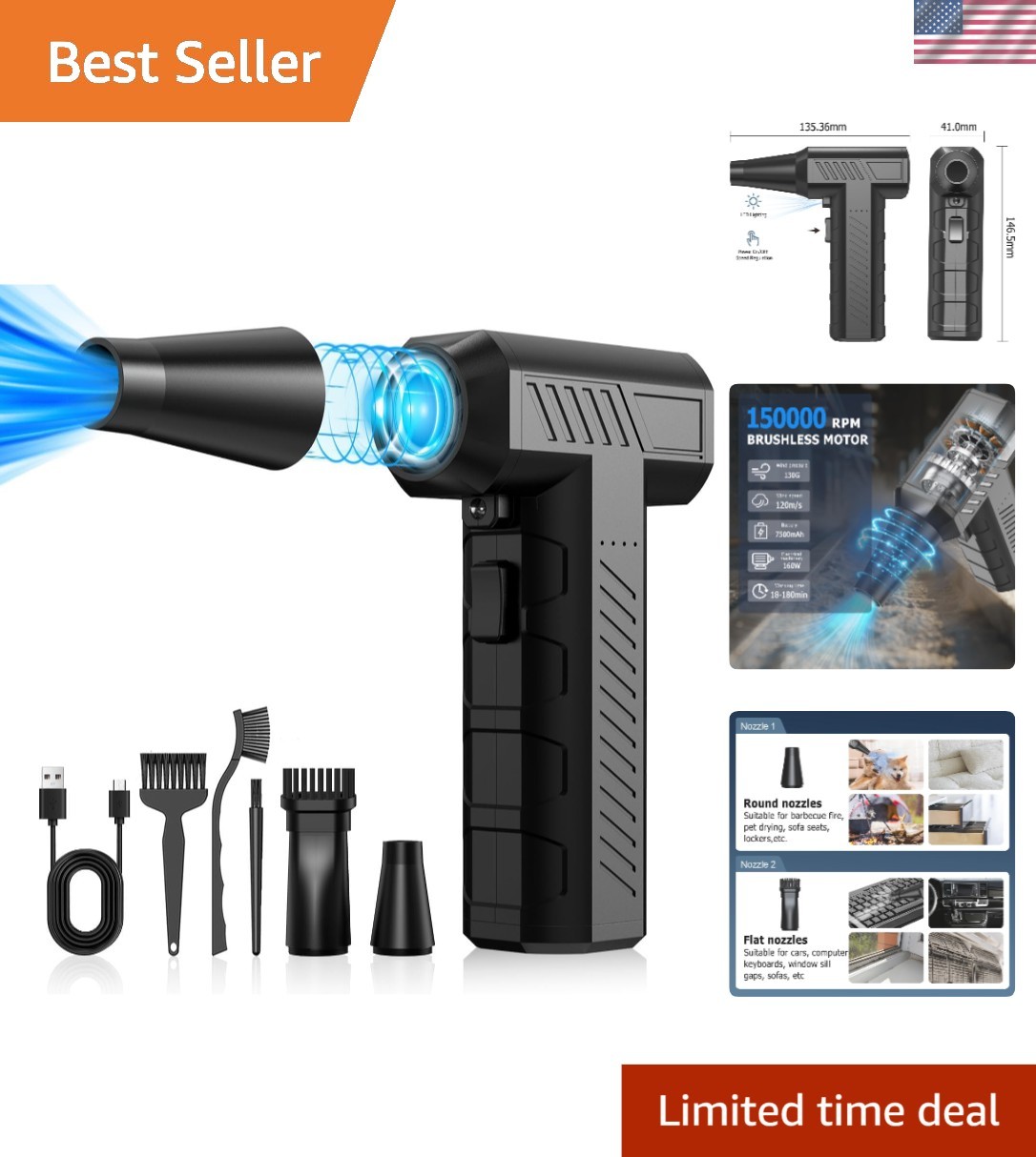 Rechargeable Mini Air Duster - Strong Airflow for All Your Cleaning Needs
