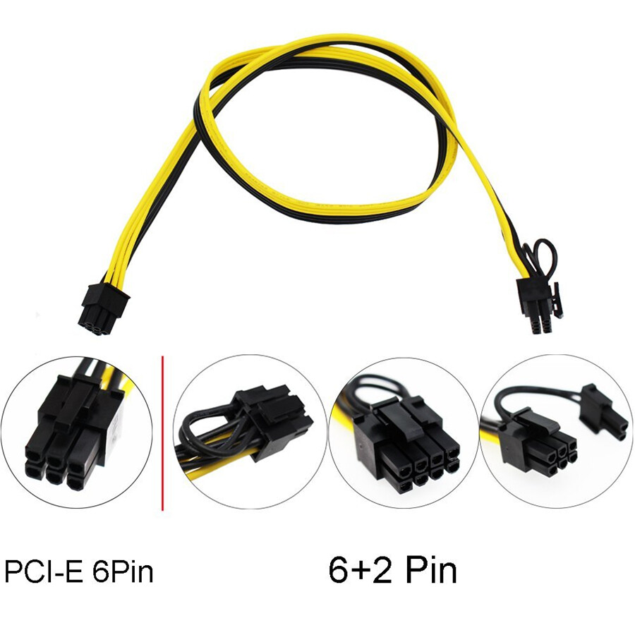 10Pcs 20cm Quality 6Pin to 8Pin (6+2Pin) Breakout Cable PCI-E Cable 18AWG Mining