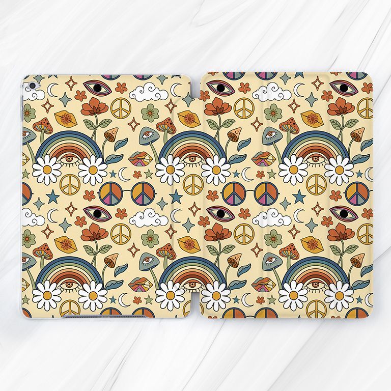 Retro 70s Hippie Rainbows Case For iPad 10.2 Air 13 Pro 13 Mini 7 10.9 A16 12.9