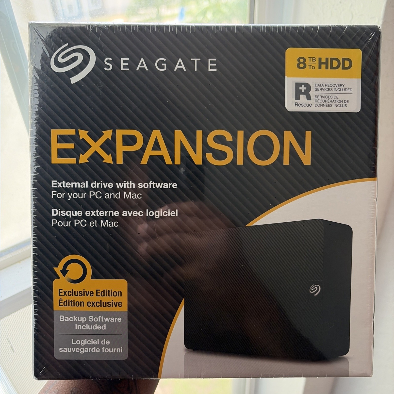 SEAGATE Expansion PLUS 8TB HDD, USB 3, External Hard Drive - Black (STKR8000400)