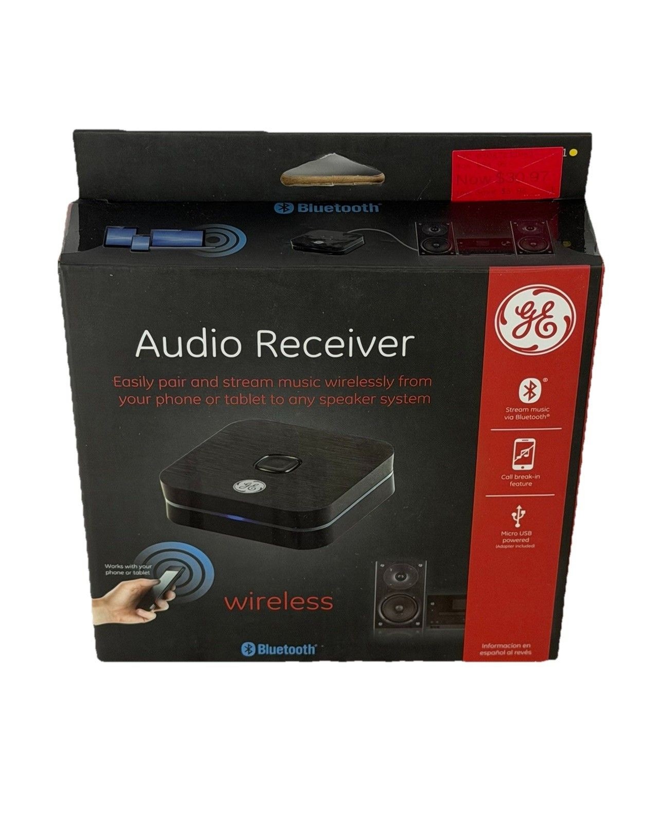 GE 11081 Home Audio Bluetooth Receiver Wireless Stereo Adapter NIB New Sealed