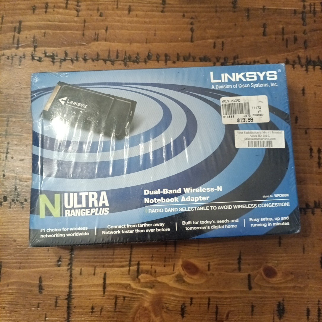 Linksys By Cisco (WPC600N) Dual-Band Wireless-N Notebook Adapter New Sealed A1