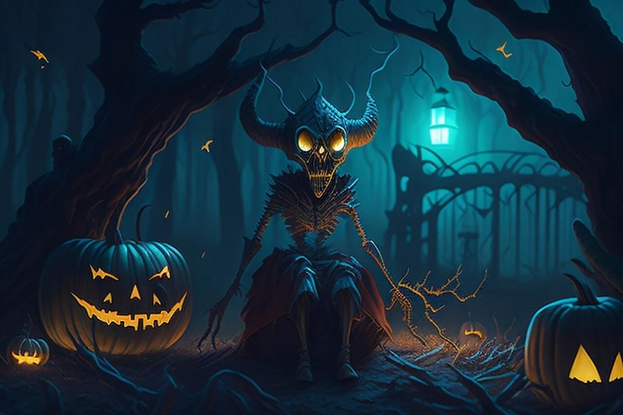Halloween Devil Pumpkin Face AI Design  Novelty Mouse Pad Stunning Art Work