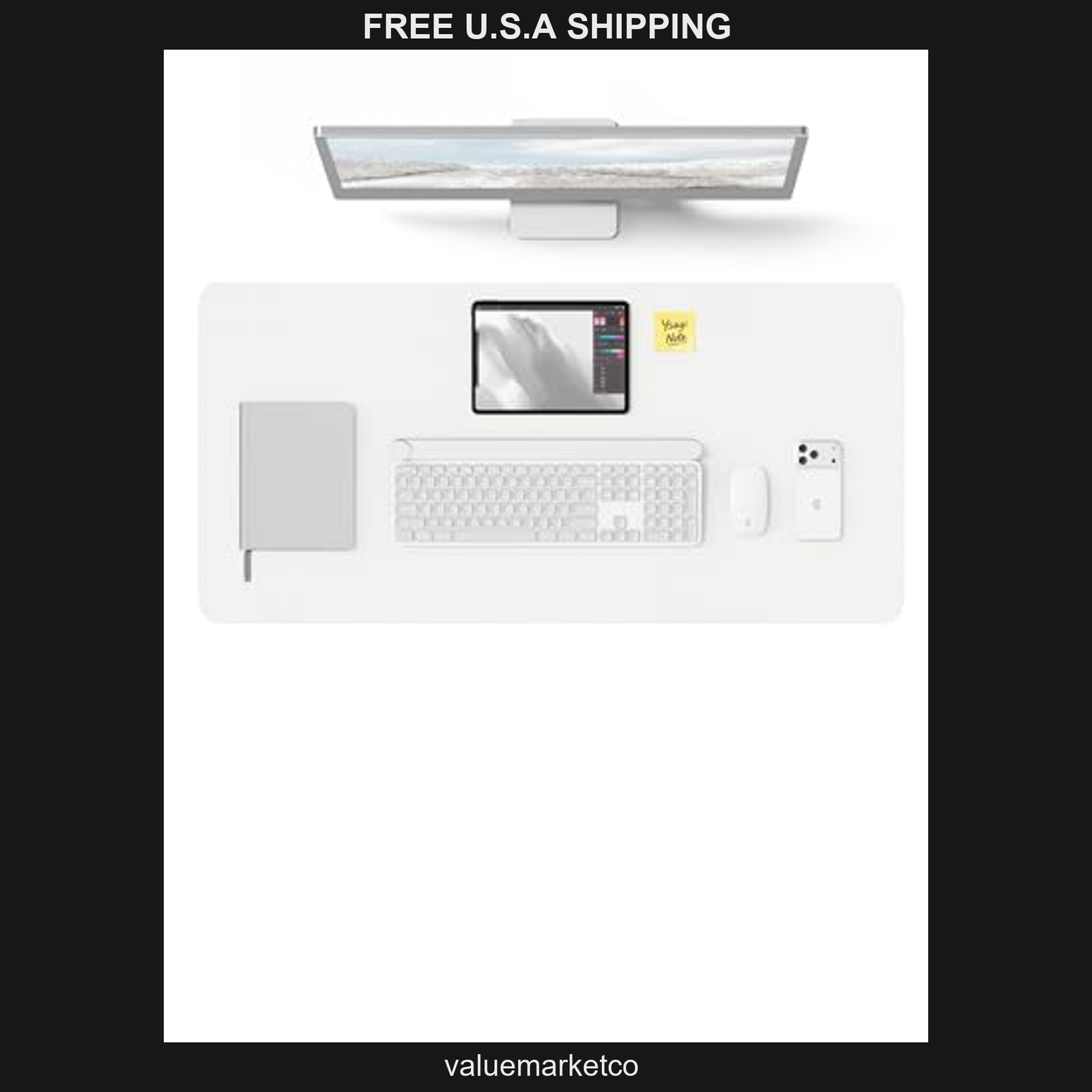 YSAGi PU Leather Desk Protector & Large Non-Slip Waterproof Mouse Pad