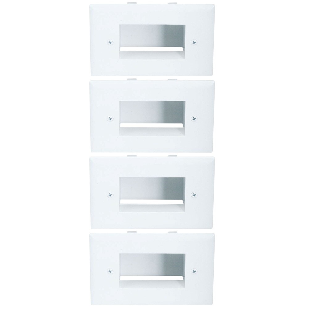 4x Easy Mount Recessed Wall Plate Low Voltage HDMI Audio Video Cable Pass White