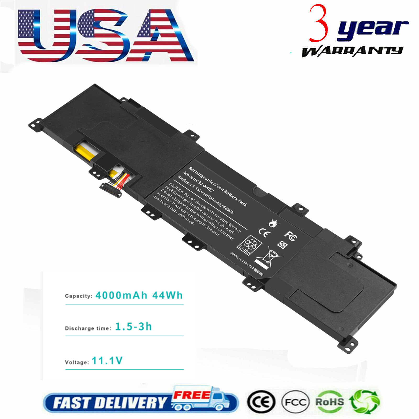 44 Wh C31-X402 Battery for Asus VivoBook S300 S300C S300CA S400 S400C S400E