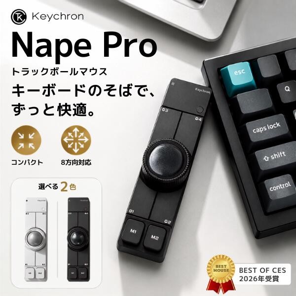 Keychron Nape Pro Bluetooth 5.3 2.4 GHz Wired Trackball Mouse Black