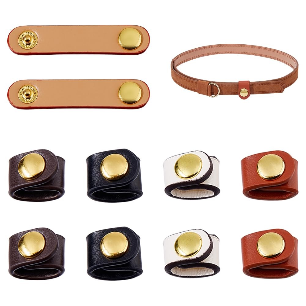 SUPERFINDINGS 10Pcs 5 Colors Pu Leather Shortener Buckles Leather Cable Strap...