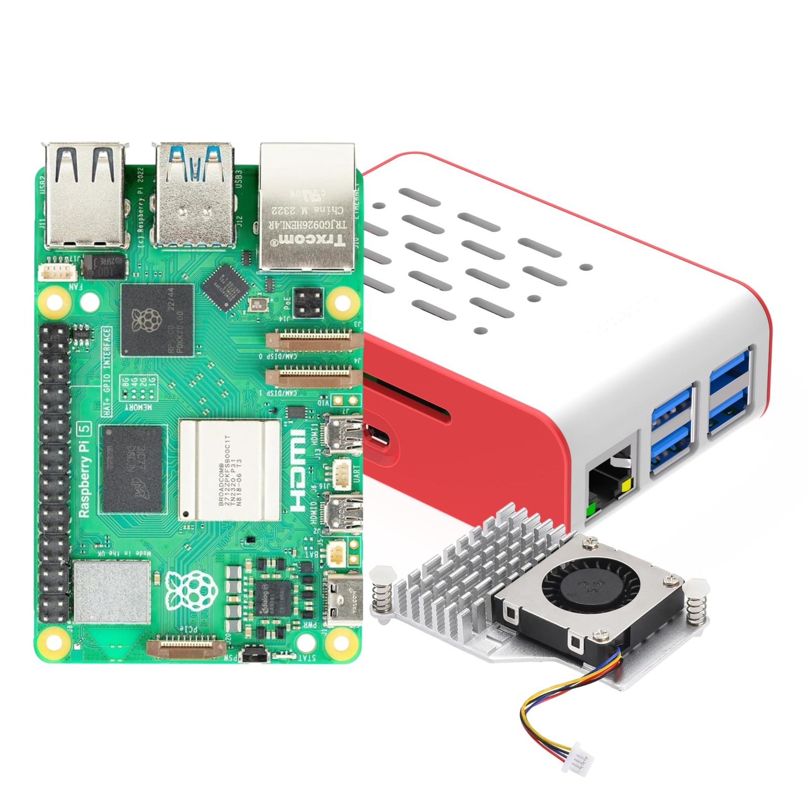 iRasptek Basic Kit for Raspberry Pi 5 RAM 4GB with Pi 5 Case and Active Cooler