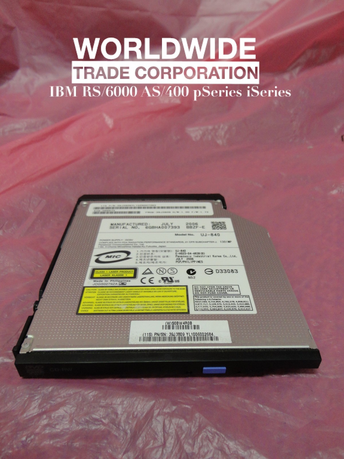 IBM 39J3809 5751 6331 4.7GB Parallel IDE Slimline DVD-RAM Drive pSeries