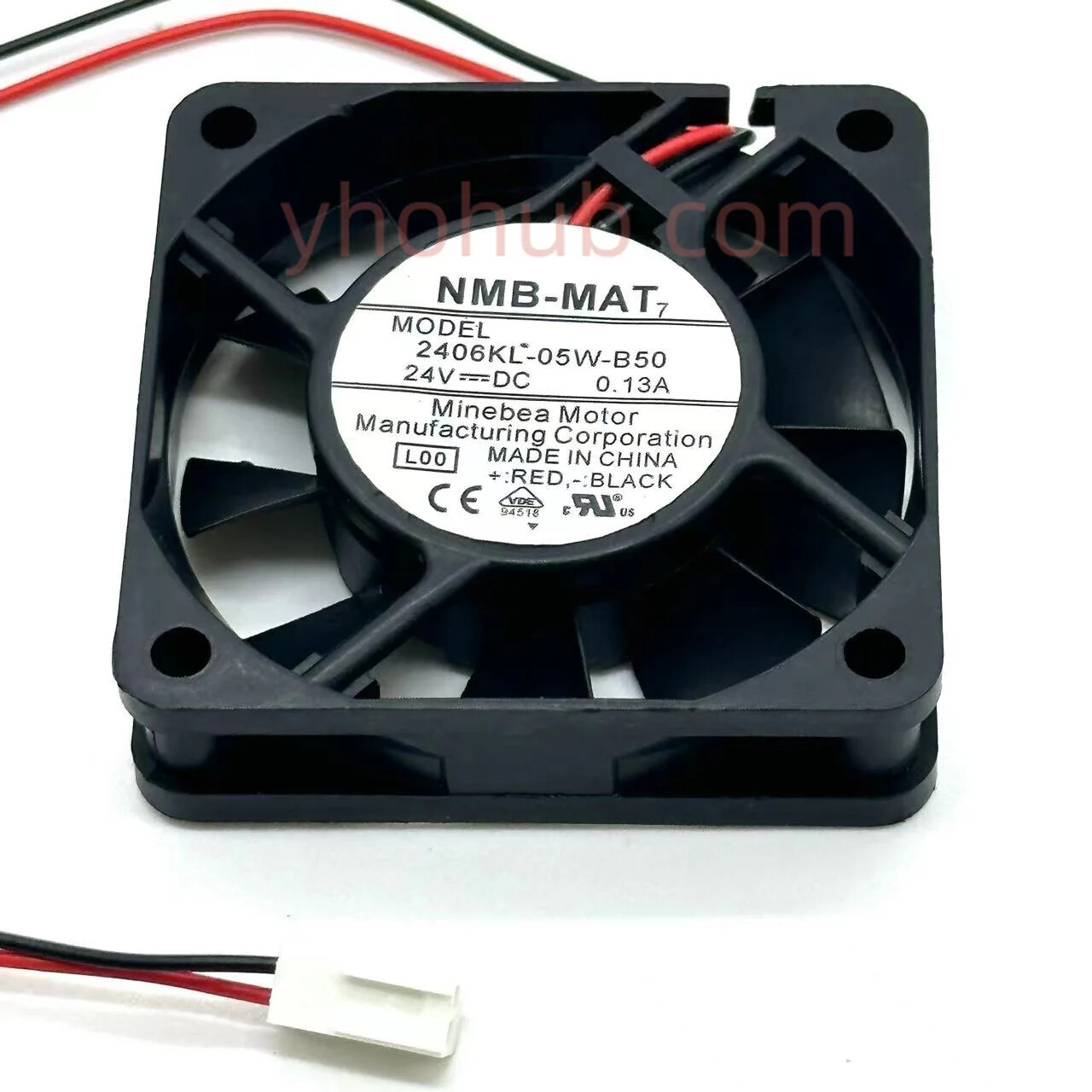 NMB-MAT 2406KL-05W-B50  DC 24V 0.13A 2-Wire 60x60x15mm Server Cooling Fan