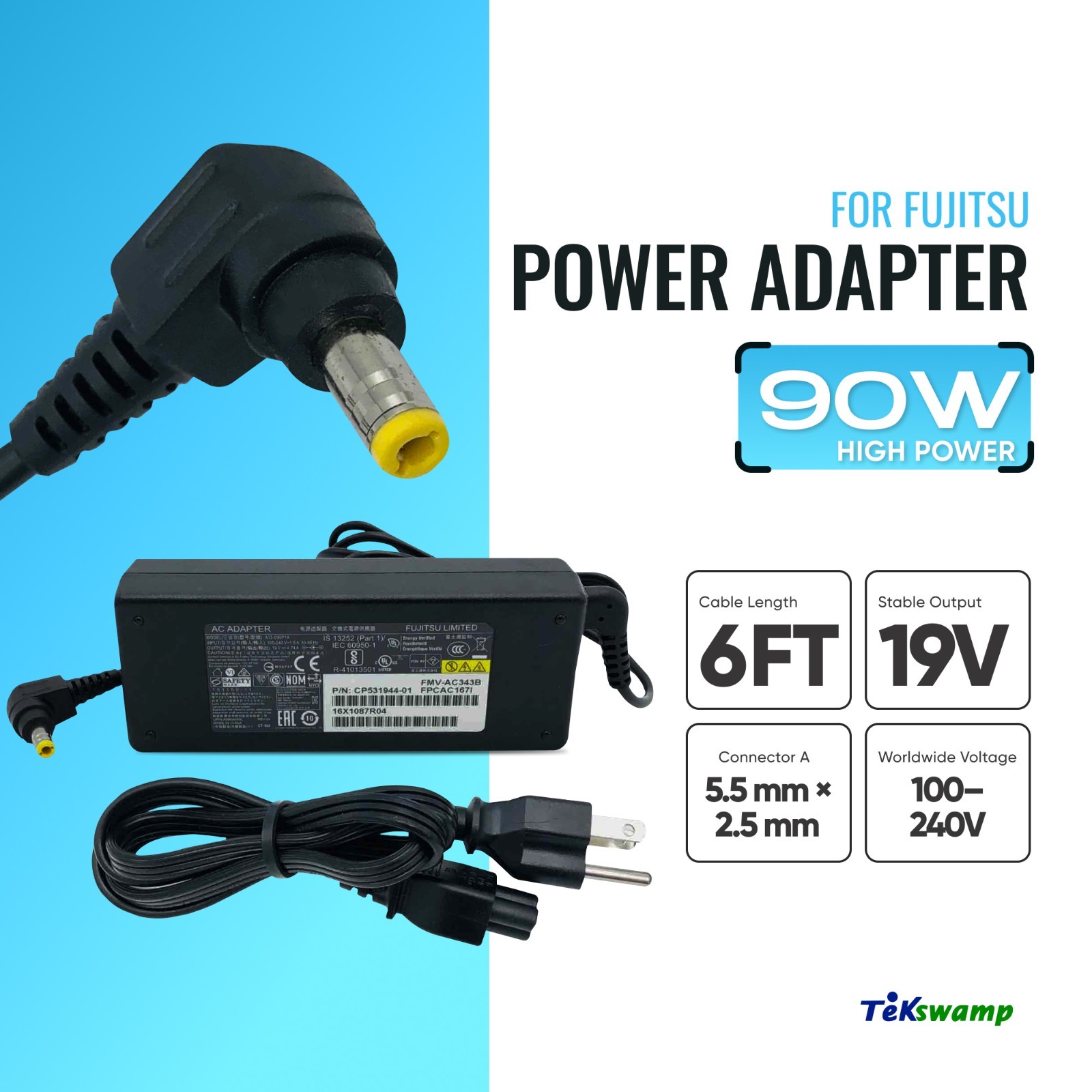 Original Fujitsu 90W AC Power Adapter for Lifebook T904 T935 T936 T937 T938 T939