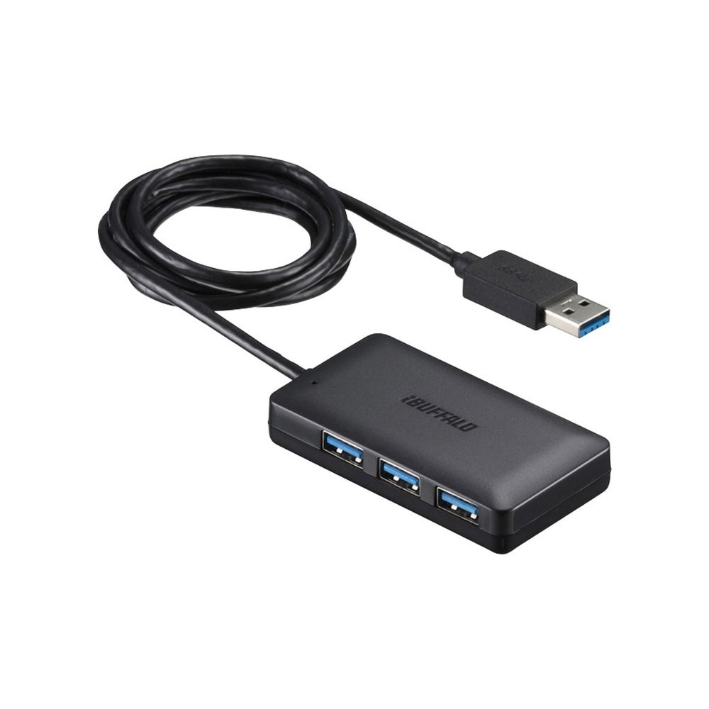 iBUFFALO USB 3.0 Hub, 4-Port Self-Powered, with Magnet, Black BSH4A08U3BK