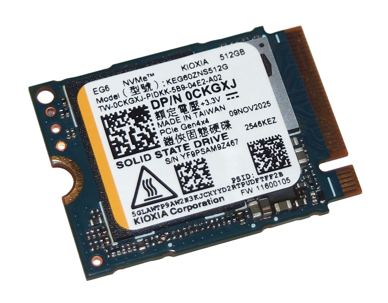KIOXIA EG6 512GB M.2 2230 TLC SSD PCIe GEN4 NVMe 1.4 4800MB/s LAPTOP/PC/AIO NEW