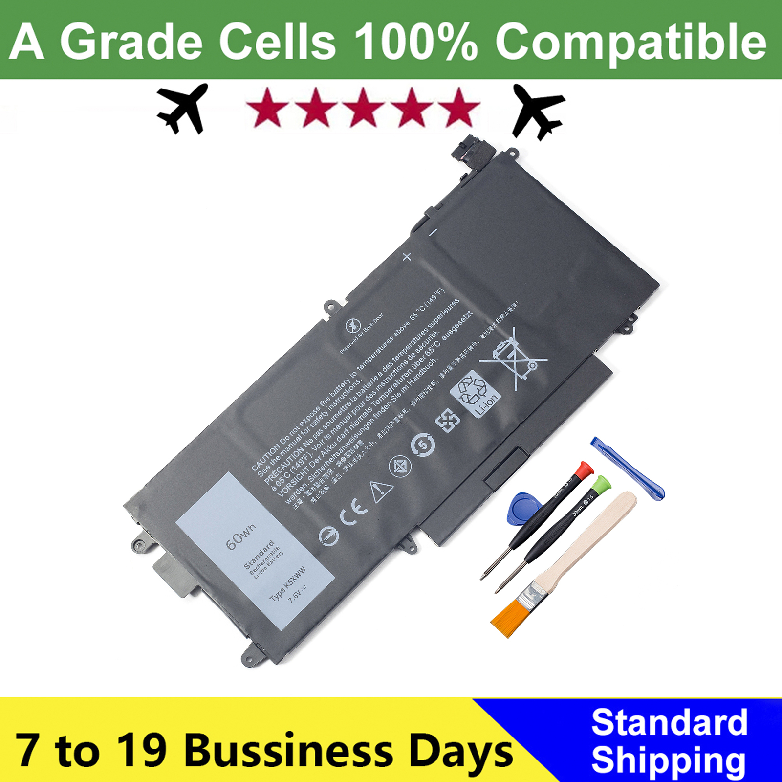 60Wh K5XWW Battery For Dell Latitude 5289 E5289 7389 7390 2-in-1 L3180 71TG4