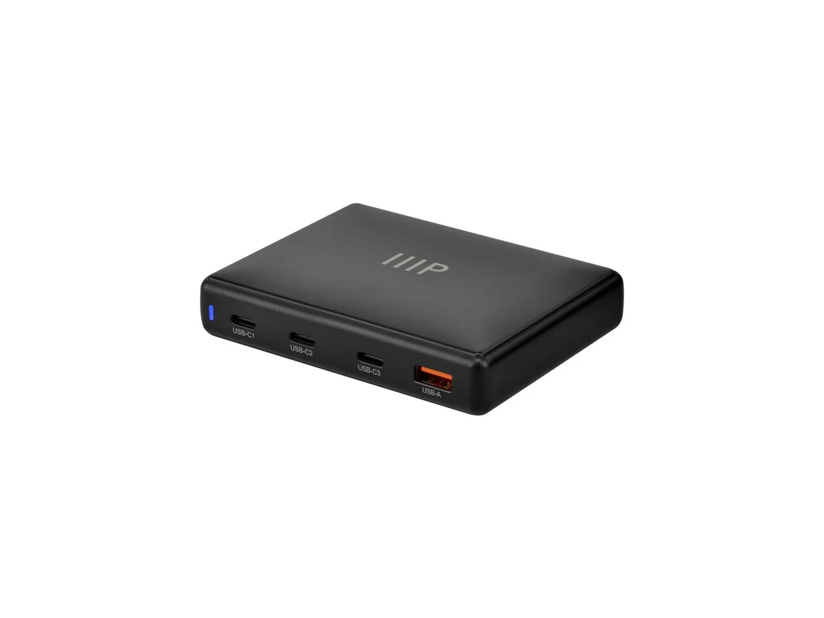 Monoprice 4-Port Desktop Charger - 100W GaN Charger, 3x USB-C, 1x USB-A