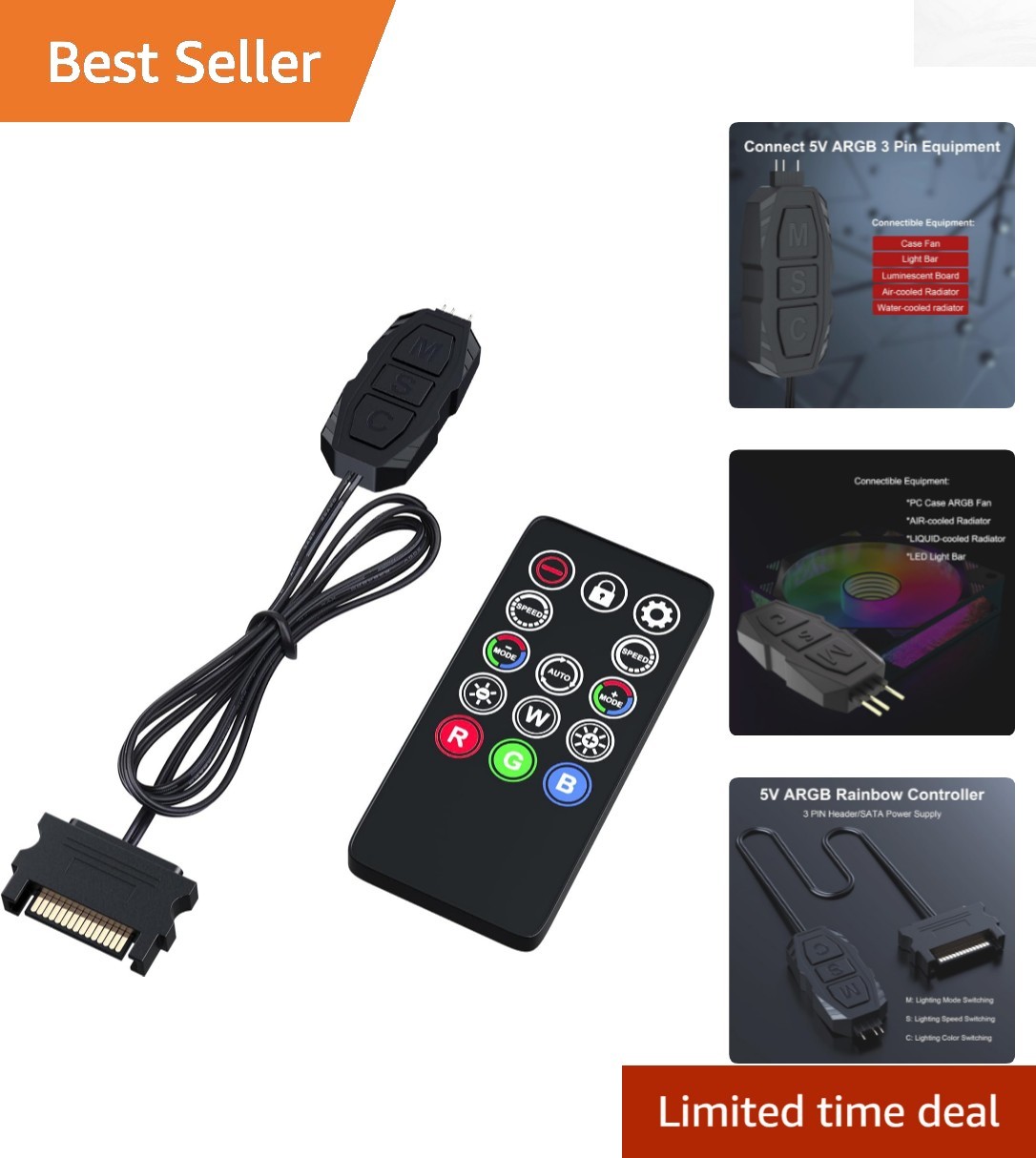 DS Mini ARGB Controller Kit with Wireless Remote & 215+ Lighting Modes