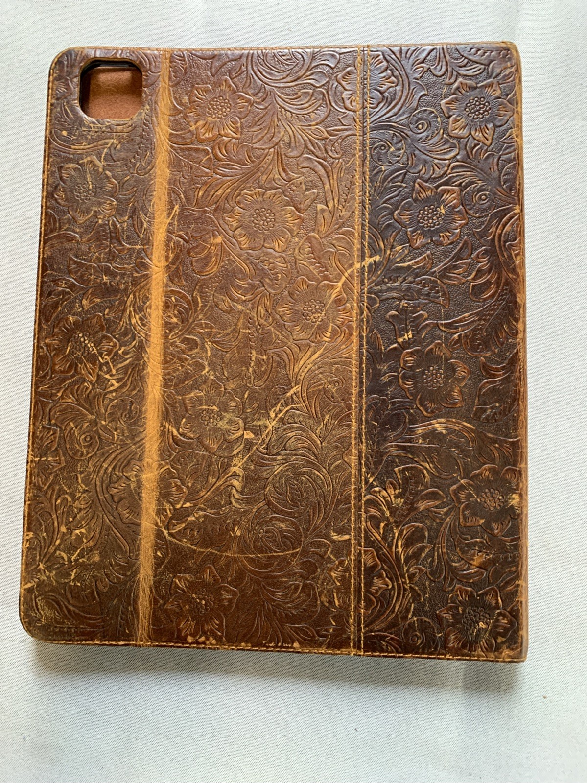 Gexmil Genuine Leather Case for iPad with Flower Brown Design 