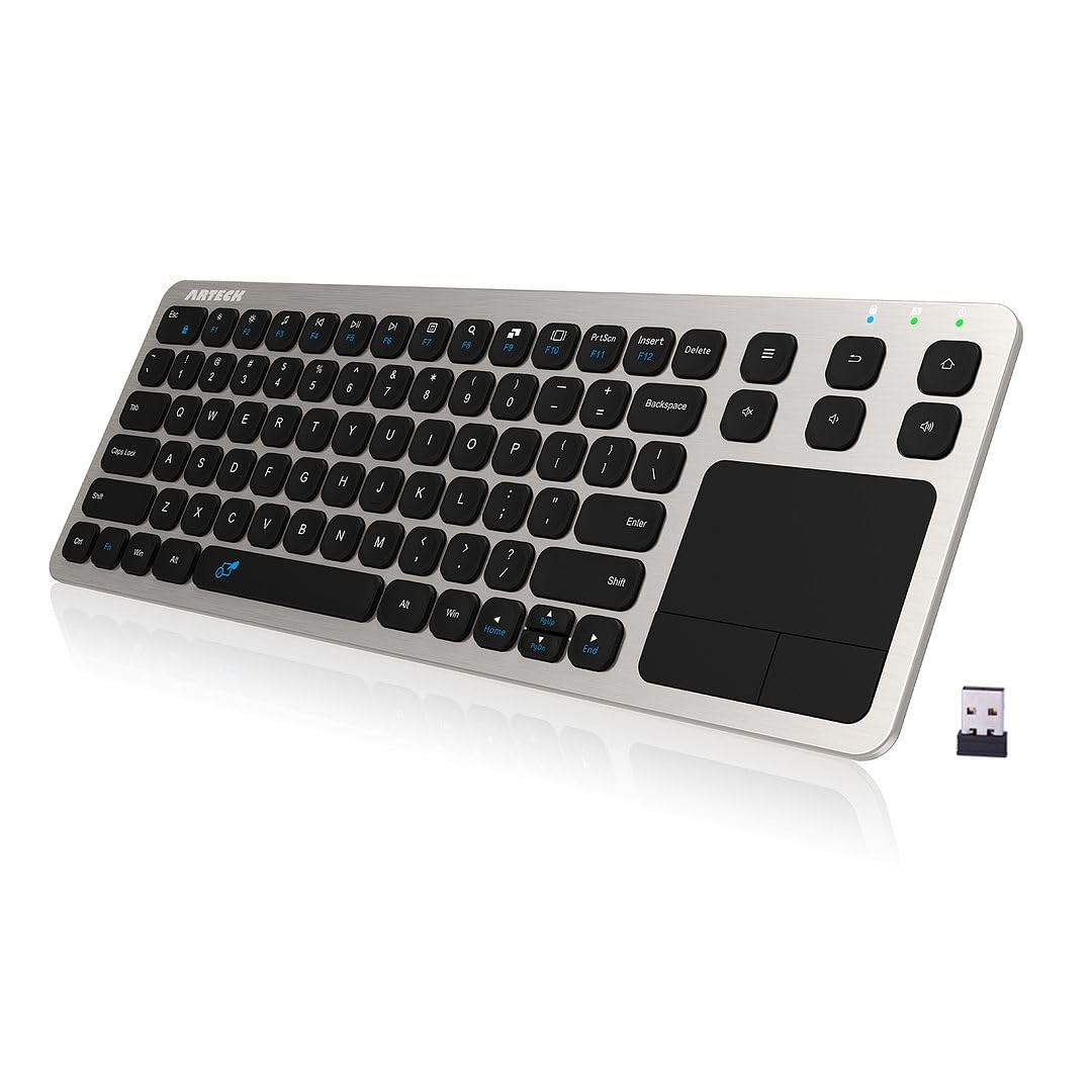 1 PC 2.4G Wireless Touch TV Keyboard Media Control Touchpad Mouse Stainless
