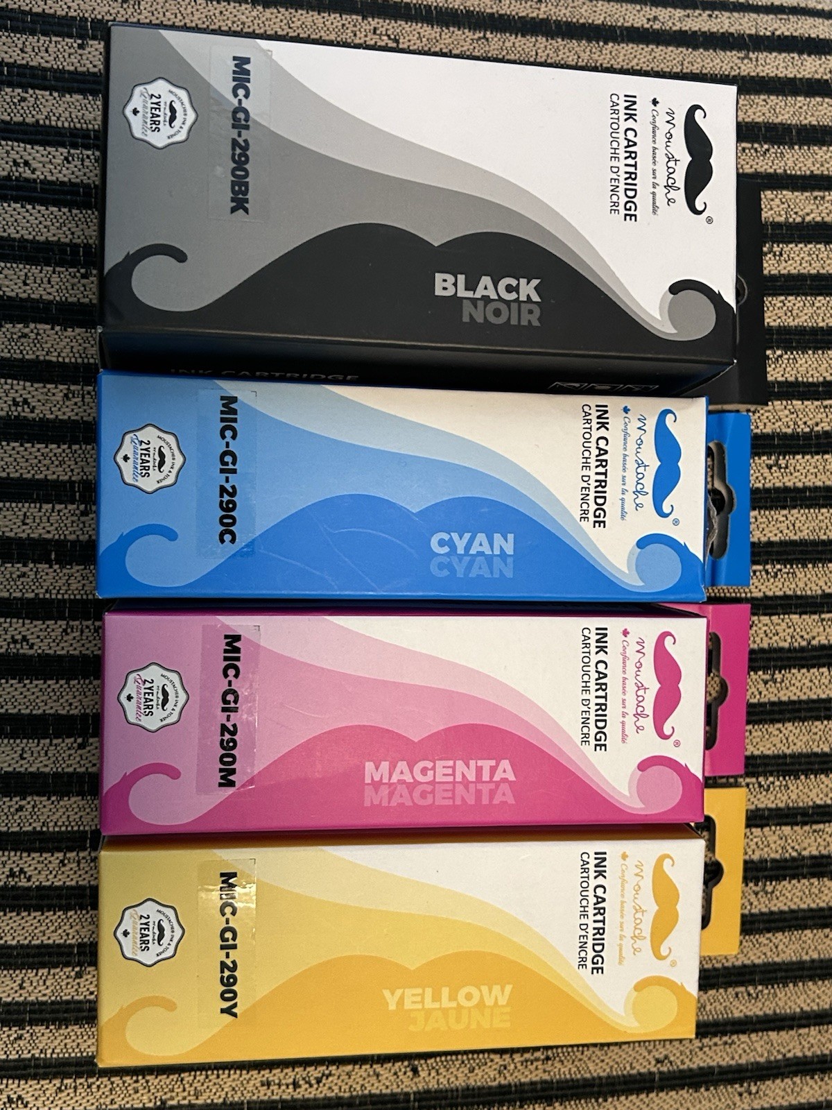 LOT OF 4x MOUSTACHE MIC-CLI-290 BK C M Y INK CARTRIDGE YELLOW BLACK CYAN MAGENTA