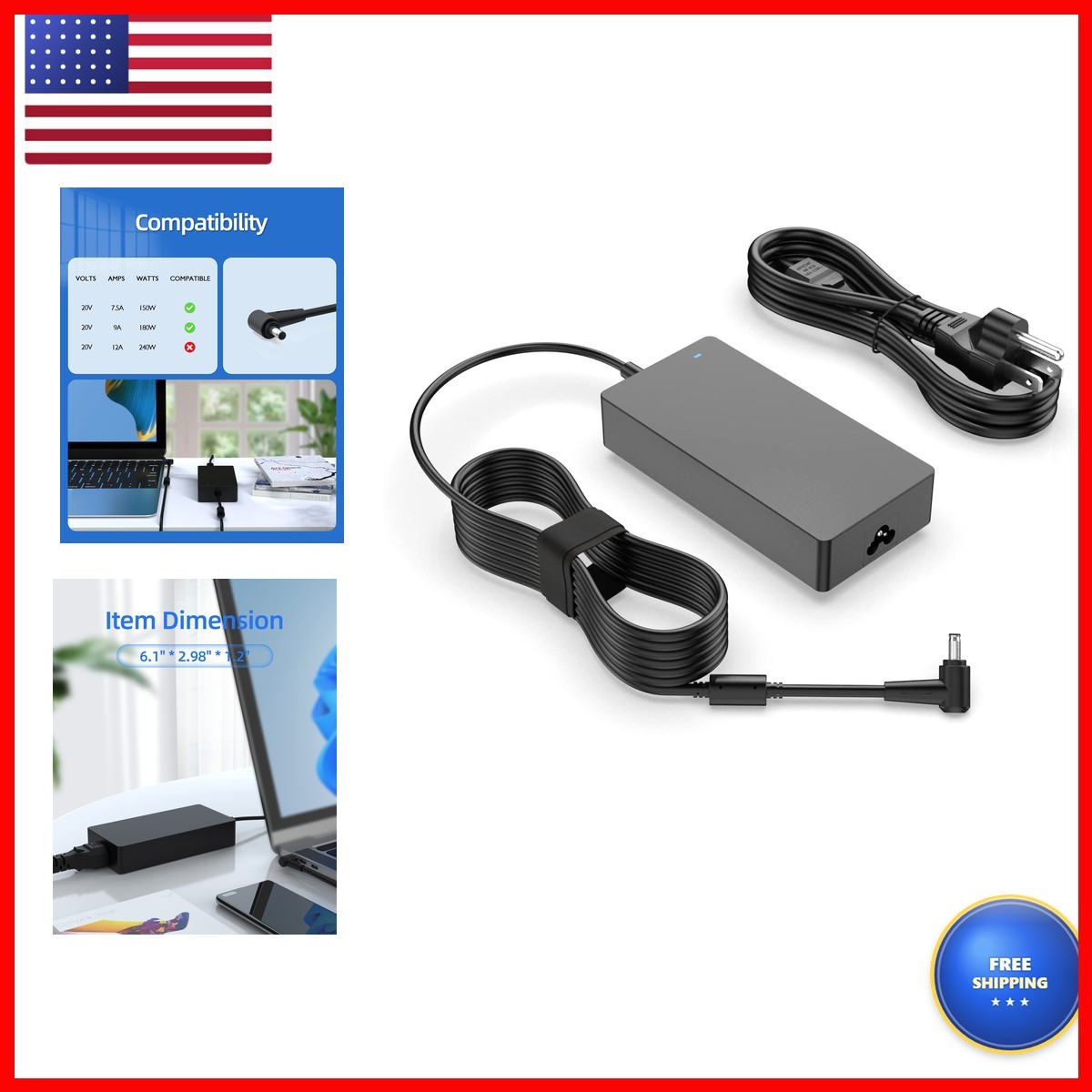 Superer 180W AC Charger forMSI Katana GF66, Katana GF76, Pulse GL66, Pulse