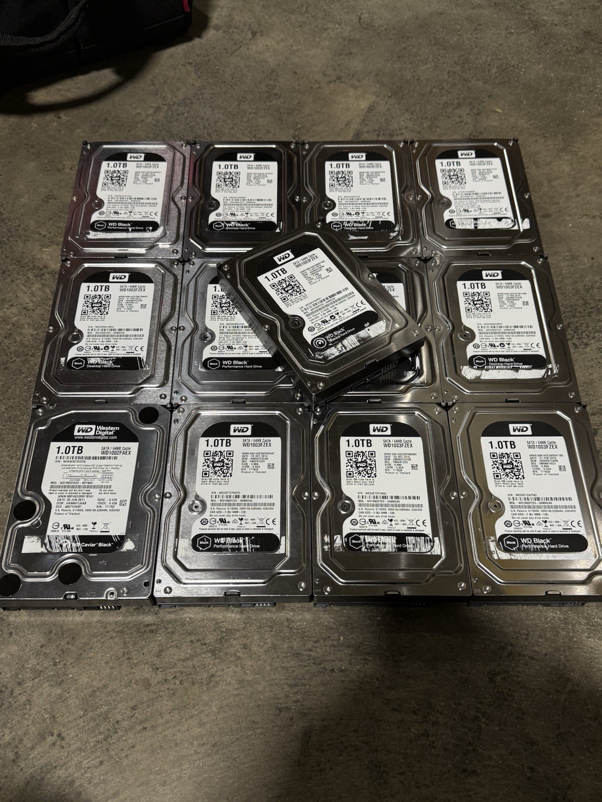 Lot of 13 WD Black 1TB 7200RPM Performance 3.5” HDD SATA III WD1003FZEX