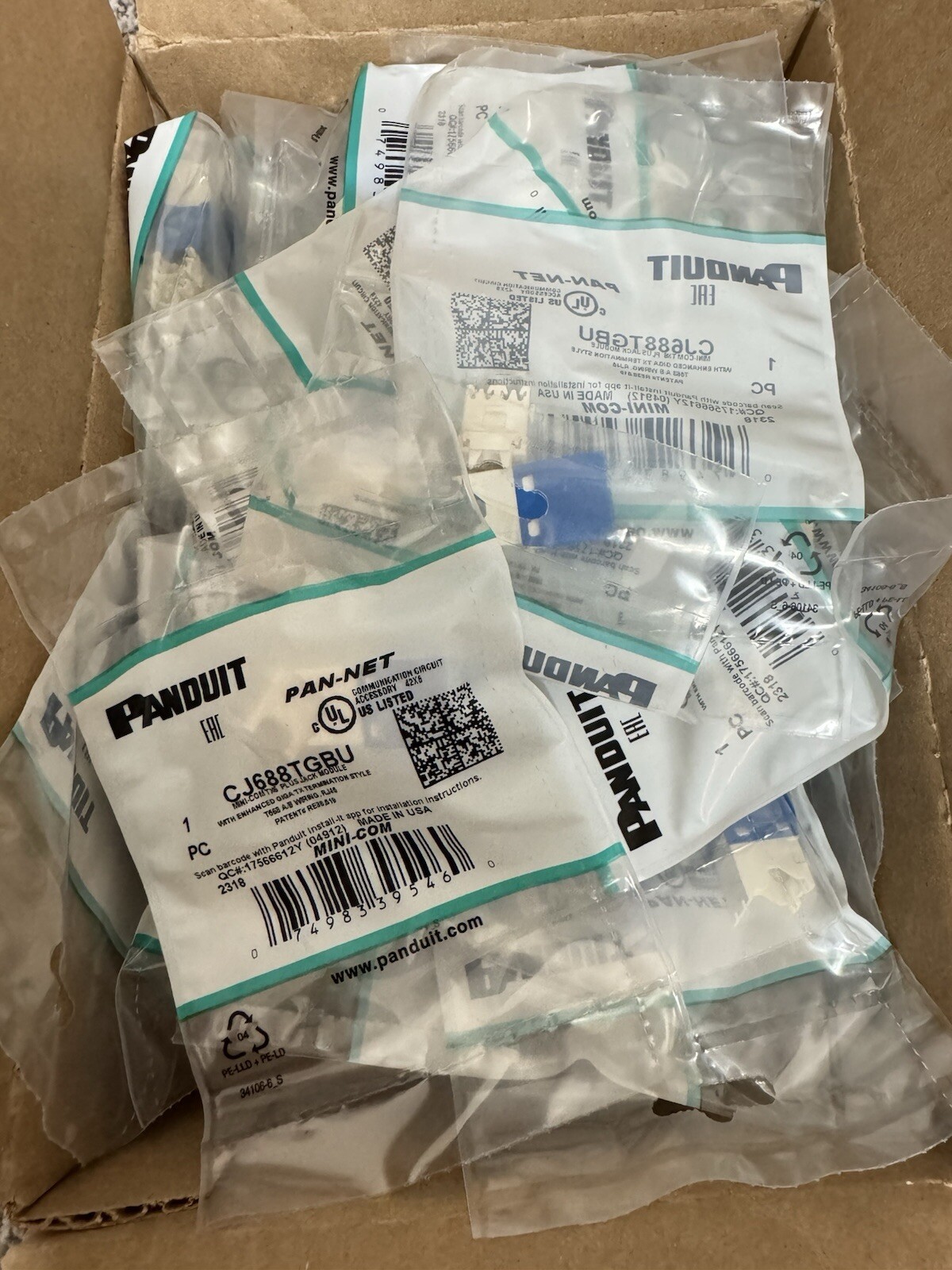 Panduit Mini Com Jack  CAT6 -Blue-(30 Jacks) USA -NOT CHINESE FAKE