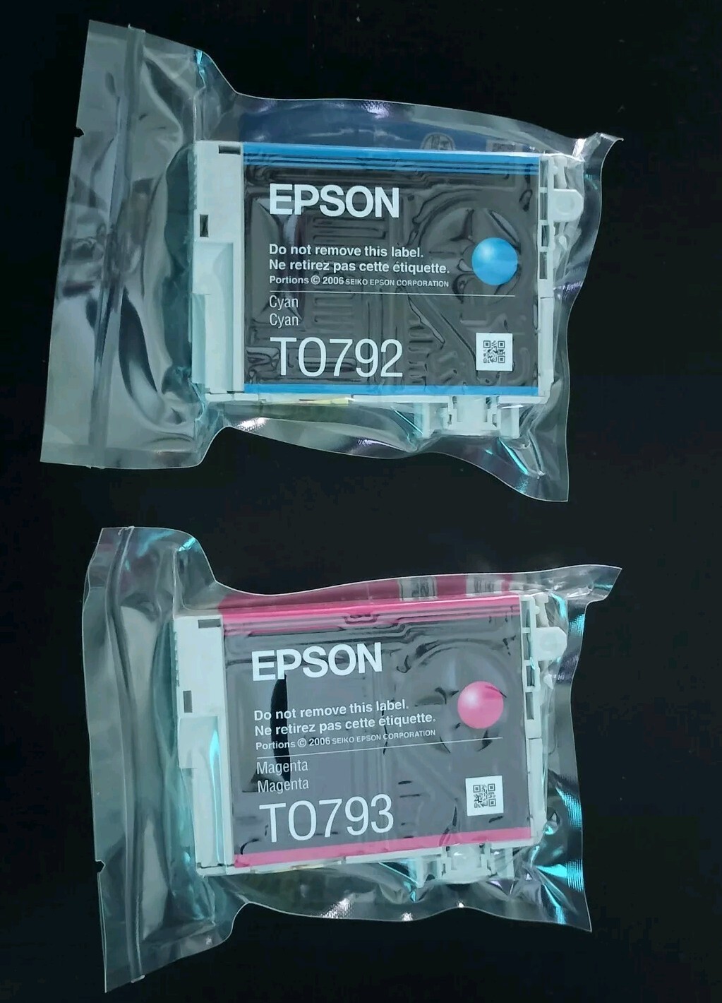 One of each Genuine Epson 79 Ink T0792 Cyan and T0793 Magenta