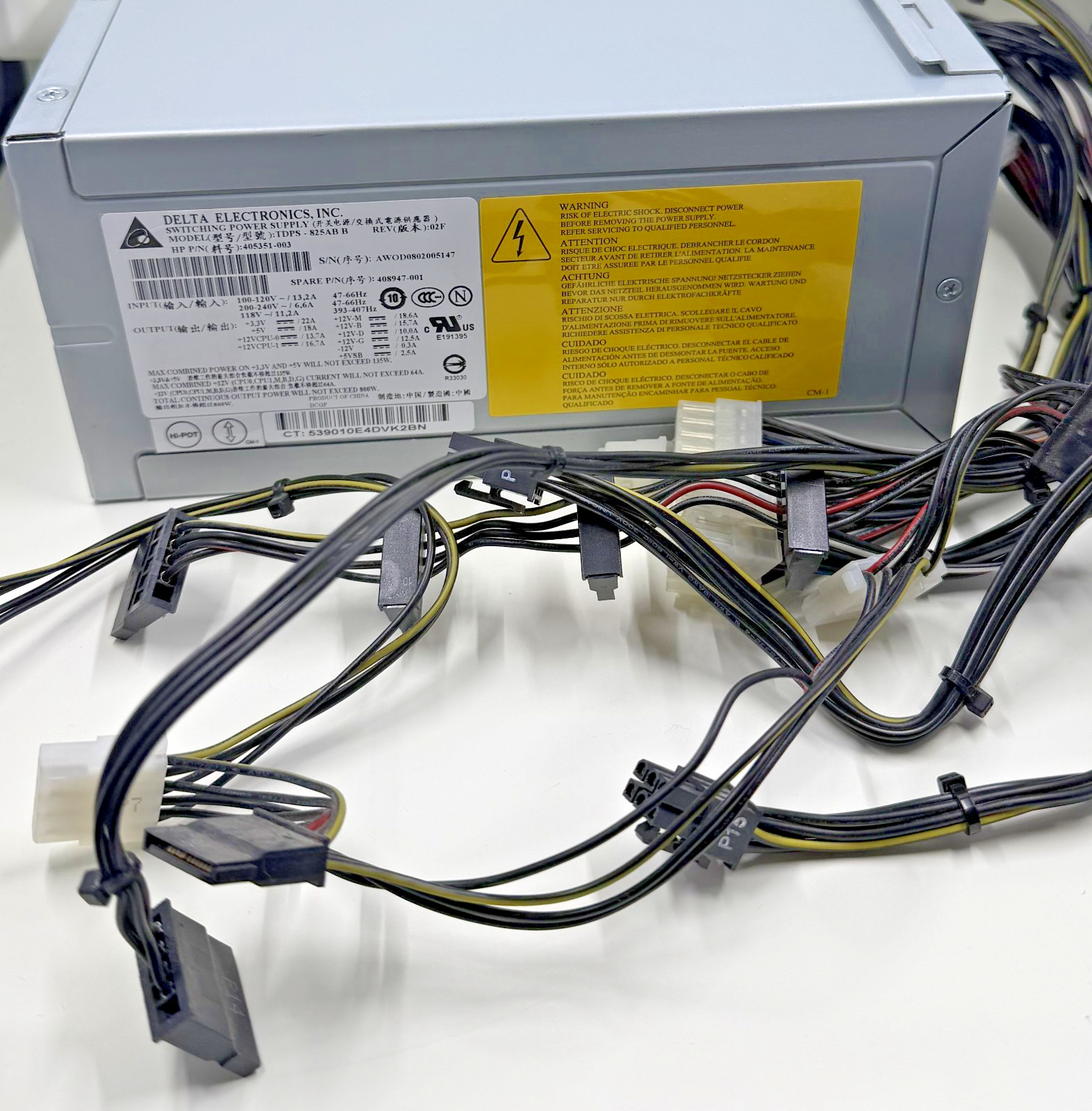 HP XW8400 825W Power Supply 405351-002, 405351-003 TDPS-825AB 408947-001