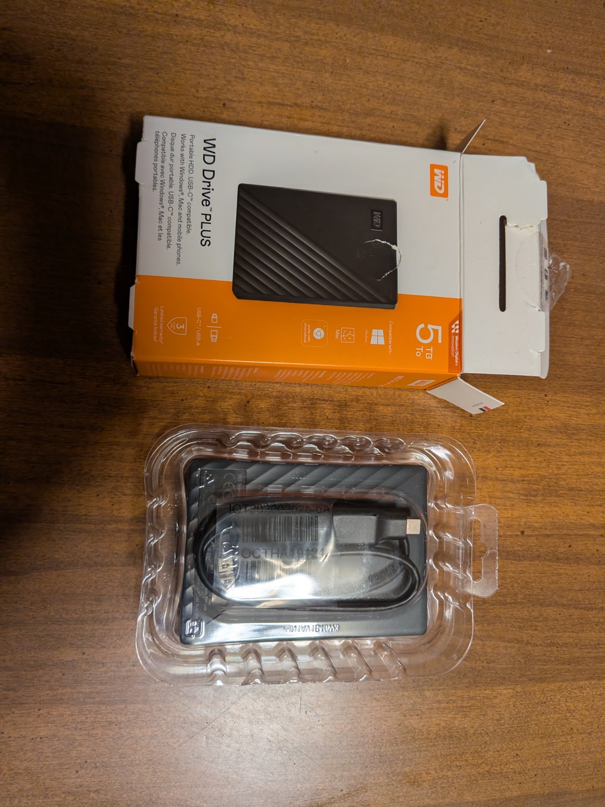 Western Digital WD Drive Plus 5TB Portable HDD USB-C, Windows Mac Compatible