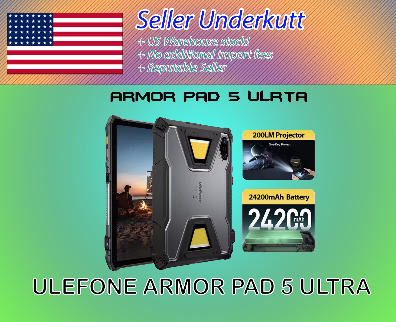 New Ulefone Rugged Tablet Armor Pad 5 Ultra 5G Portable Projector 200LM 512 + 12