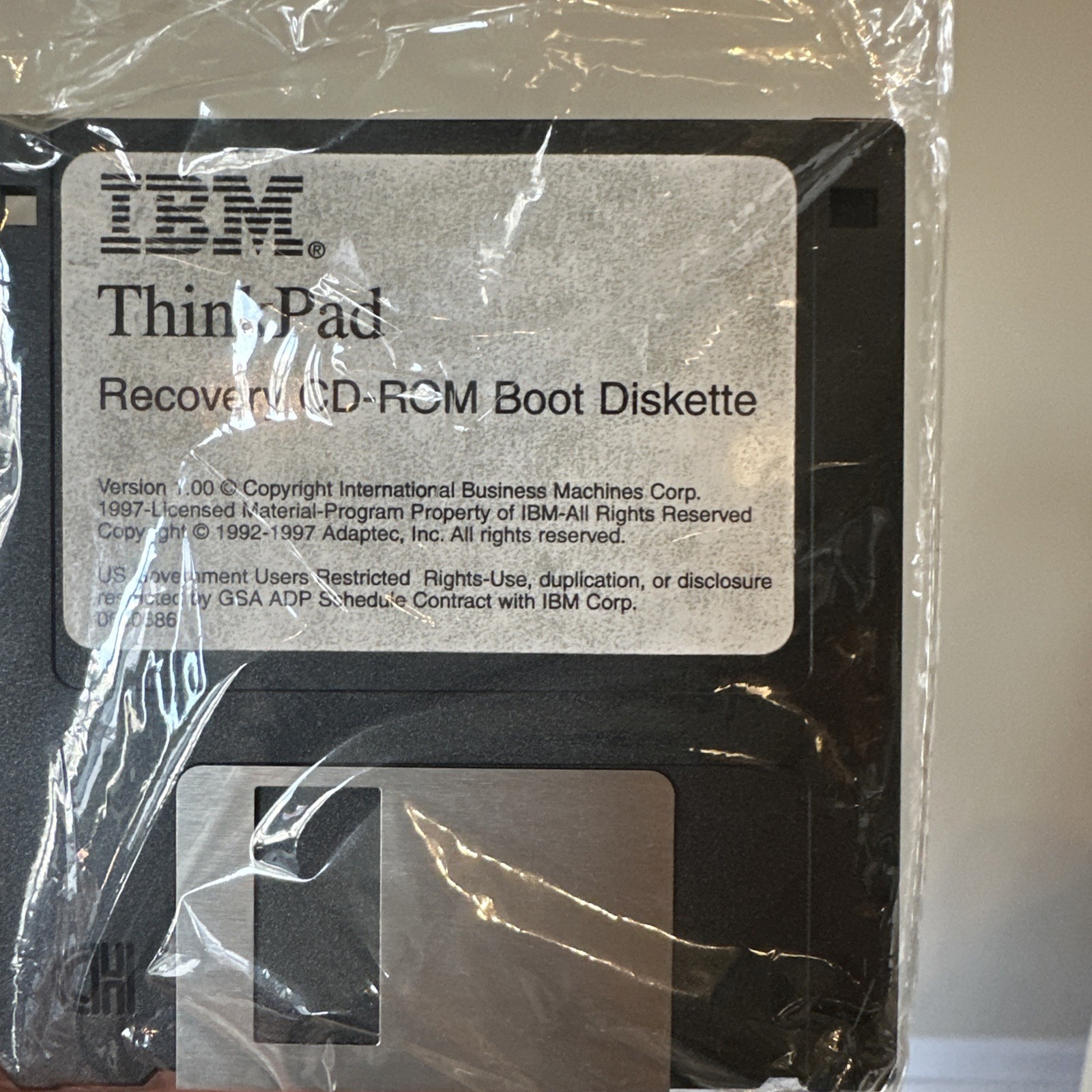 IBM ThinkPad Recovery CD-ROM Boot Diskette Floppy Disk 3.5” 1997 PC Vintage
