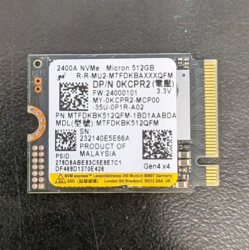 Dell Micron 512GB NVMe M.2 2400A SSD Solid State Drive MTFDKBK512QFM KCPR2 A47