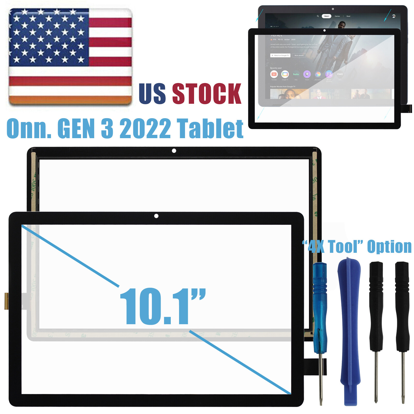 For ONN 10.1" Gen 3 Surf 2022 Tablet 100071485 Touch Screen Digitizer Glass USA