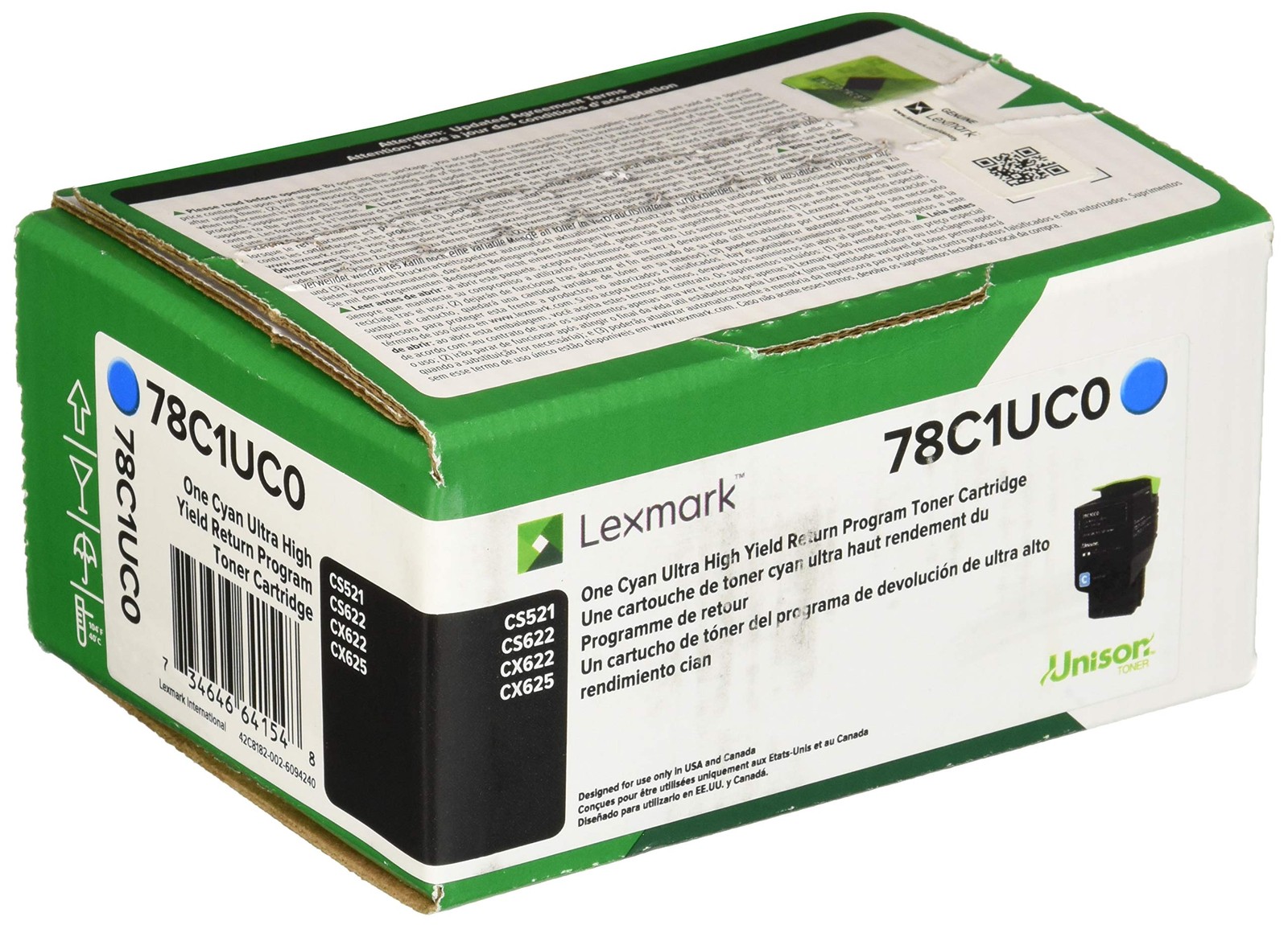 Original Lexmark 78C1UC0 Cyan Toner. New Sealed Box, We Ship Fast