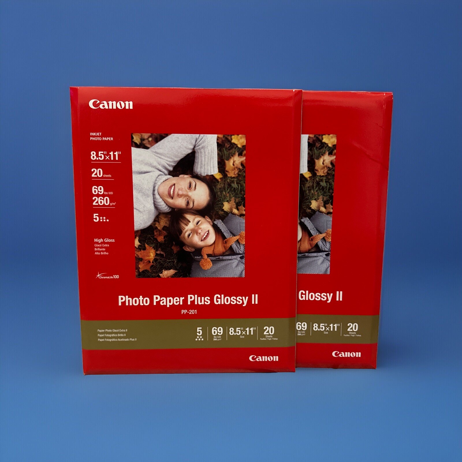 NEW Canon Photo Paper Plus Glossy II 8.5" x 11" PP-201 - Lot of 2 - 40 Sheets