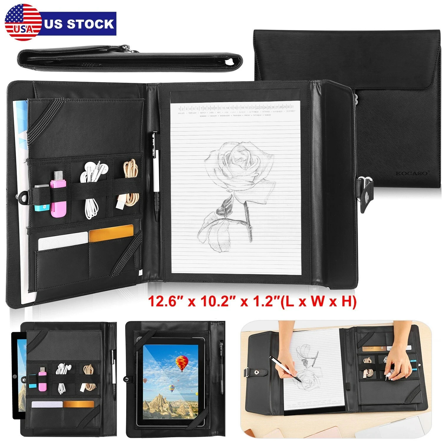 New Business Notepad&Tablet Portfolio Carry Case with Handles For 9.7''Tablet PC