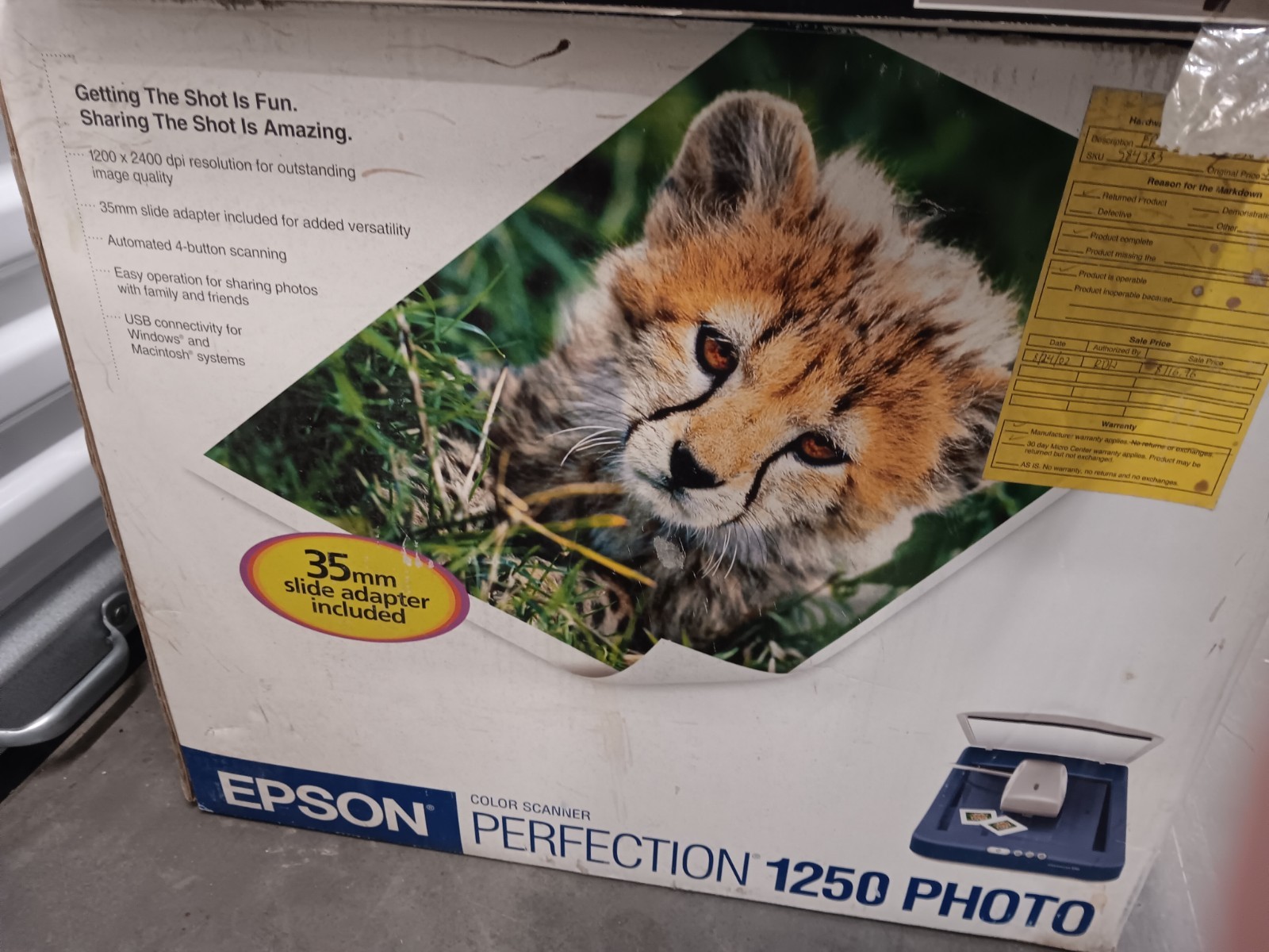 Epson Perfection 1250 Photo Slide Scanner 1200x2400 DPI USB w/ 35mm Adapter