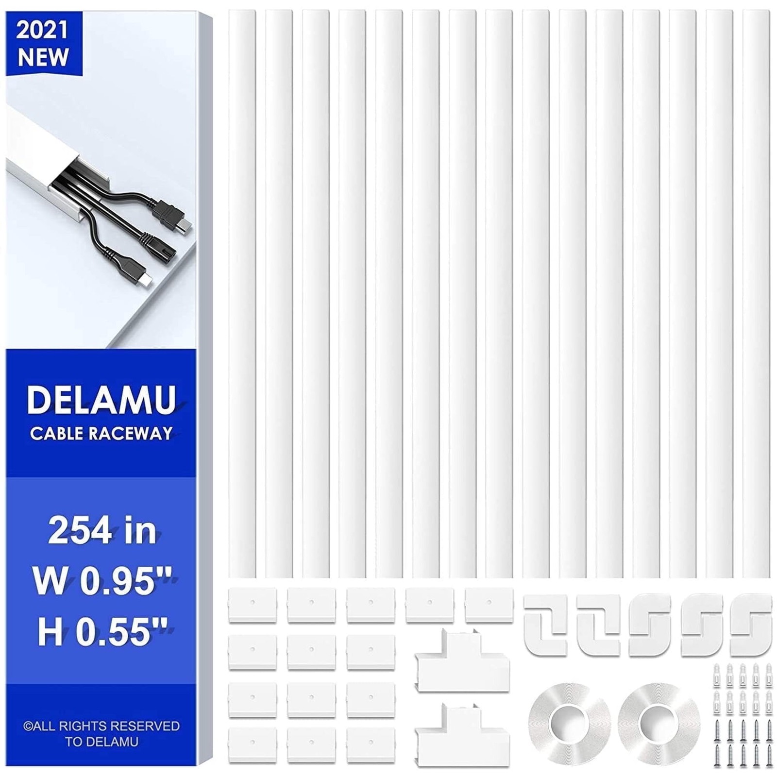 Cord Hider 254in Wire Cover Cable Concealer for Wall Mount TV CC01-15 White