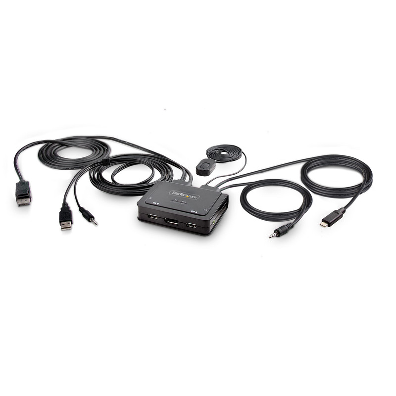 Startech.Com 2-Port Hybrid Usb-C Displayport Cable Kvm Switch 4K 60Hz Compact