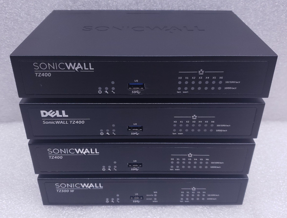 Lot of 4 - 1x Dell SonicWALL TZ300W 3x TZ400 Firewall Router [NO CABLES] #99
