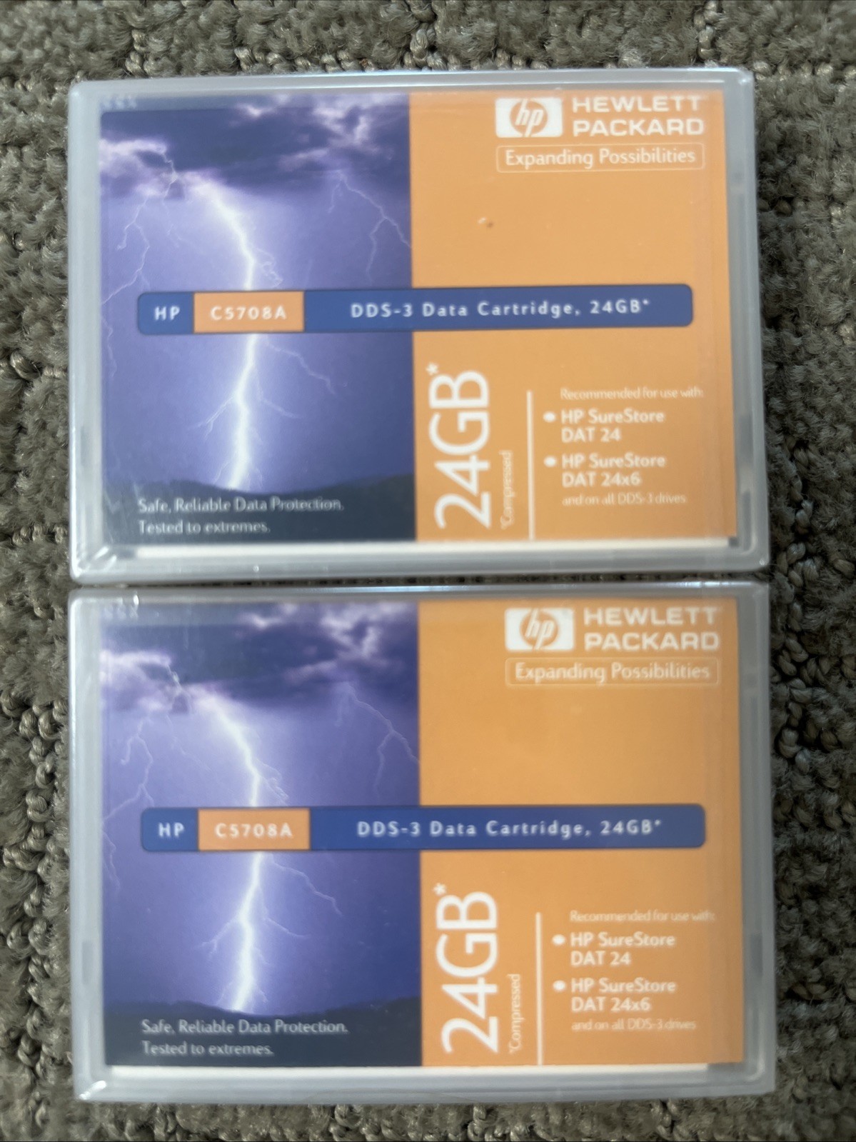 HP Hewlett Packard DDS-3 Data Cartridge 24GB C5708A NEW Lot Of 2