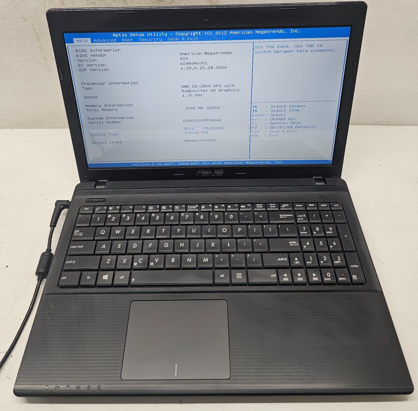 Asus R503U-MH21 15.6" Laptop AMD E2-1800 2GB Ram NO HD/OS/BATT (FL)