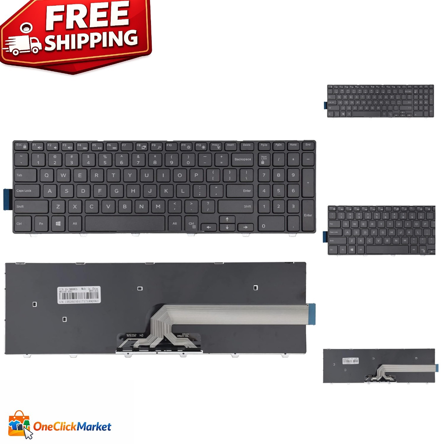 Stylish Black Keyboard Replacement for Dell Inspiron Laptops - Ergonomic Design