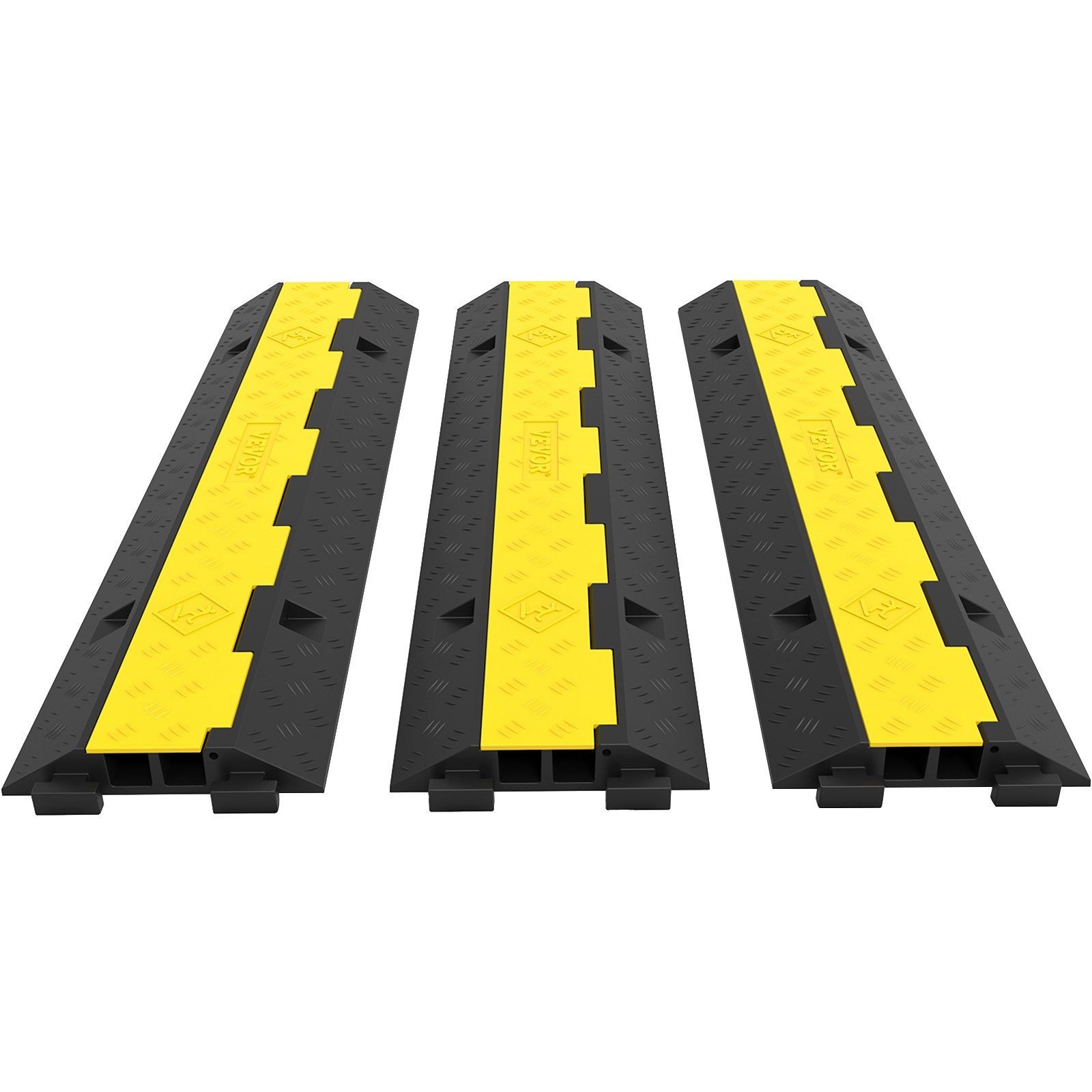 2 Channel 3 Pack 11000lb Heavy Duty Rubber Cable Protectors Ramps