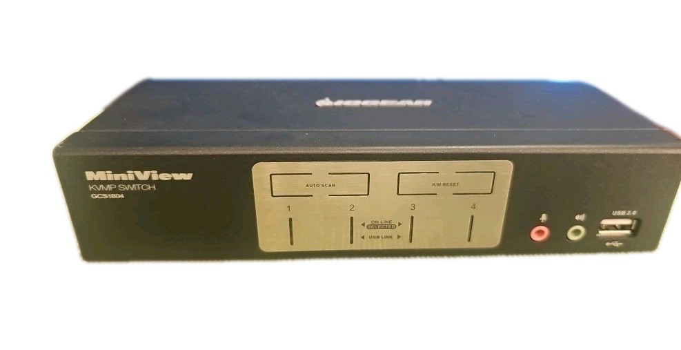 Logear 4 Port MiniView USB VGA KVMP Switch GCS1804 w/ Audio no power supply
