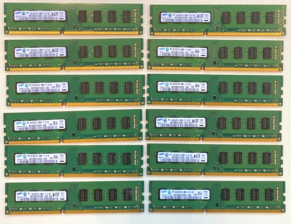 LOT OF 12 SAMSUNG 8GB (2 x 4GB) RAM PC3 12800U-11-11-B1 Desktop RAM
